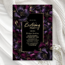 Convites Floral roxo e rosa qualquer Festa de aniversário e