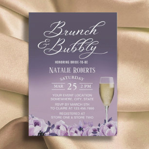 Convites Floral Roxo Elegante de Chá de panela Brunch
