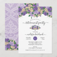 Floral Roxo Elegante | Festa de aposentação de ren