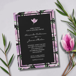 Convites Floral Roxo Elegante no Casamento Negro