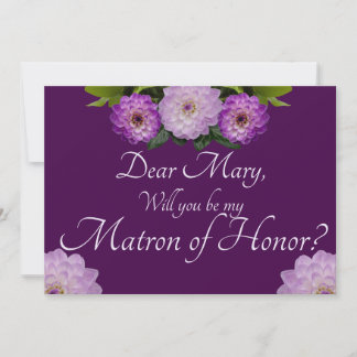 Convites Floral Roxo Será Minha Matriz de Honra?