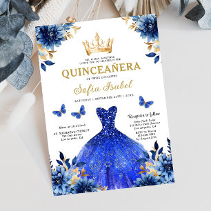 Convites Floral Royal Butterfly Princesa Quinceanera