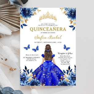 Convites Floral Royal Butterfly Princesa Quinceanera