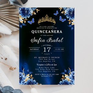 Convites Floral Royal Butterfly Princesa Quinceanera