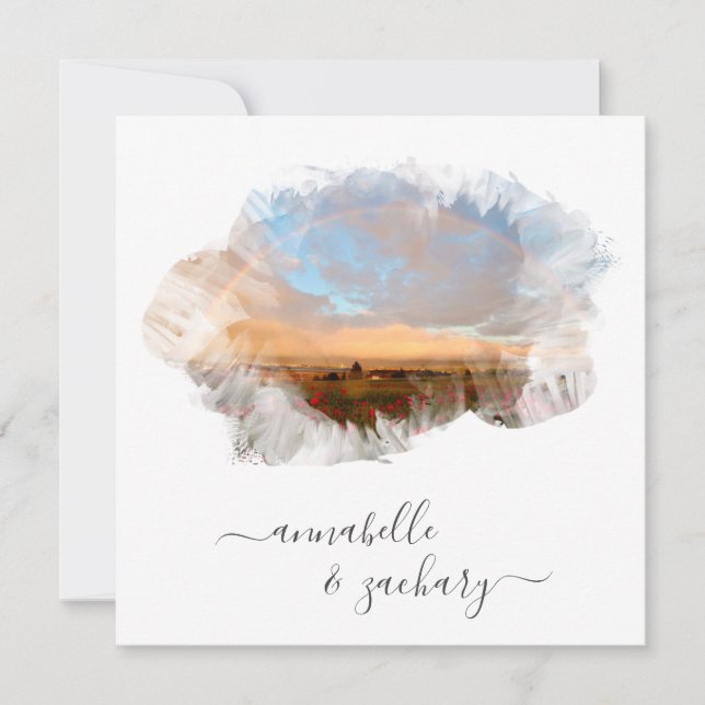 CONVITES ** FLORAL + RSVP - QR RAINBOW AR11 BEACH WEDDING (Frente)