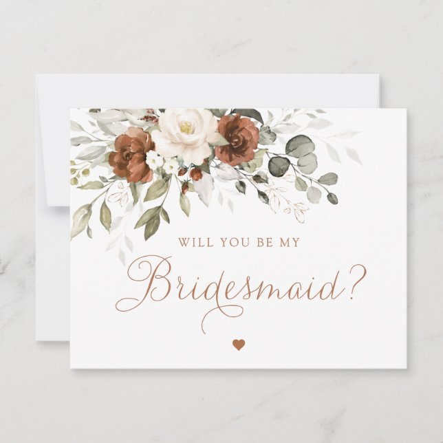 Convites Floral Rust Creme Você Será Minha Carta De Bridesm (Frente)