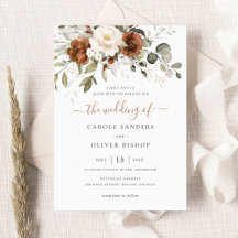 Floral Rust Ivory Cream Casamento outono Greenery