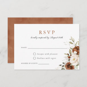 Convites Floral Rust Pumpkin Greenery Casamento outono RSVP