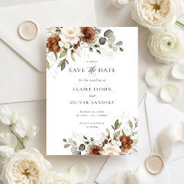 Convites Floral Rust Verde Casamento Salve a Data