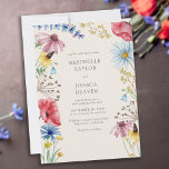 Convites Floral Rustic Country Casamento de Flores Selvagen<br><div class="desc">Convite para casamento de flor selvagem com flores silvestres de cor d'água. Esta design botânica russa tem uma bonito fronteira de flores silvestres, incluindo a margarida-de-papoila-dormideira, a cabeça-seca e o trevo. Uma floral moderna elegante com tema de jardim boêmico e feminino. Por favor, navegue na minha loja na coleção Charm...</div>