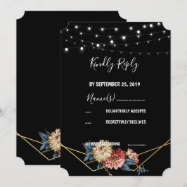 Convites Floral Rustic String Lights RSVP