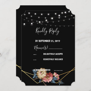 Convites Floral Rustic String Lights RSVP