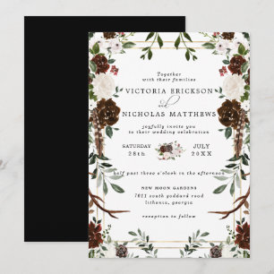 Convites Floral Rústico   Casamento Botânico Boho
