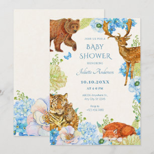 Convites Floral safari lenhário chá de fraldas natural