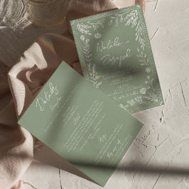 Convites Floral Sage Green Botanical Fun All In One Wedding