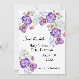 Convites Floral salvar a data pansias roxas