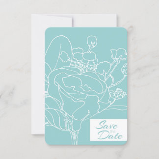 Convites Floral Save the Date (Verde Oceano)