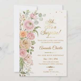 Convites Floral Shhh é uma surpresa de Aniversário