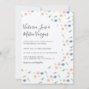 Convites Floral Silvestre de Folhagens Aquarela Casamento