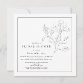 Convites Floral simples de Chá de panela preto e branco