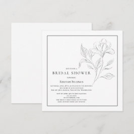 Convites Floral simples de Chá de panela preto e branco