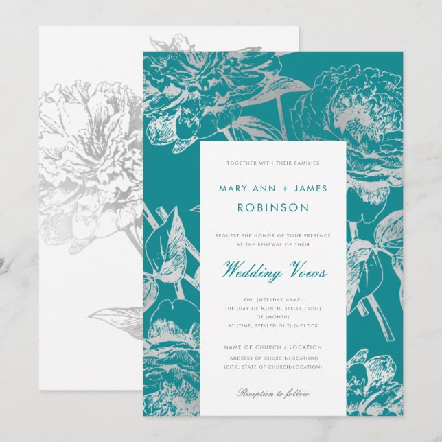 Convites Floral Simples de Renovação de Vow do Casamento de (Frente/Verso)