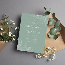 Convites Floral Simplicity 1 Modern Green Minimal Wedding