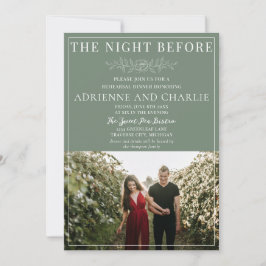 Convites Floral Simplicity 1 Modern Green Rehearsal Dinner