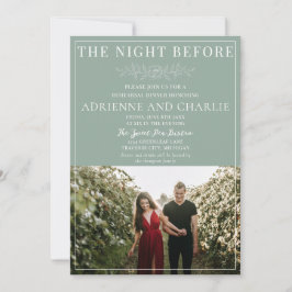 Convites Floral Simplicity 1 Modern Green Rehearsal Dinner