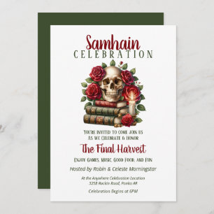 Convites Floral Skull Samhain Harvest Festa de Halloween