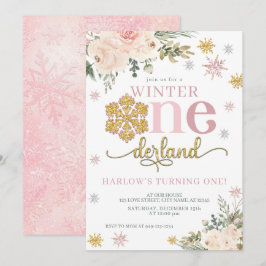 Convites Floral Snowflake ONEderland primeiro aniversario