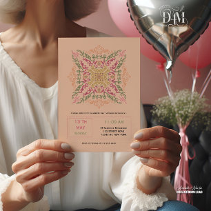 Convites Floral Soft rosa caleidoscópico Script Melhor Mãe