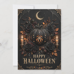 Convites Floral Sombrio Luxo Feliz Halloween Saudação