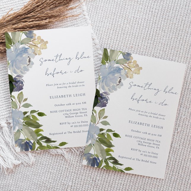 Convites Floral Something Blue Before I Do Bridal Shower  (Criador carregado)