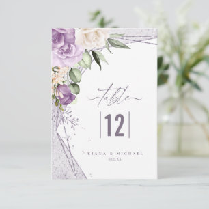 Convites Floral Sparkles Wedding Table Number Mauve ID889