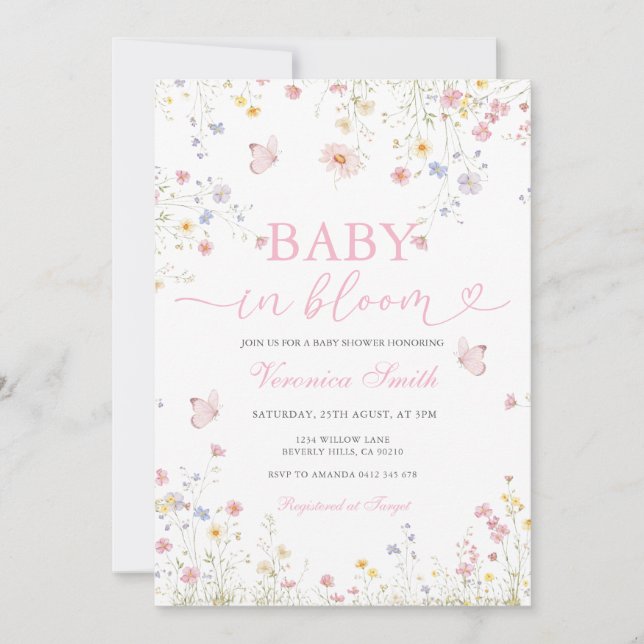 Convites Floral Spring Baby in Bloom Baby Shower Invitation (Frente)