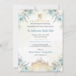 Convites Floral Sri Sukhmani Sahib Path Invitation