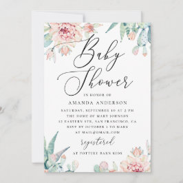 Convites Floral Succulent Baby Shower | Elegant Boho Cactus