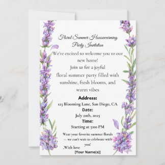Convites Floral Summer Housewarming Party Invitation
