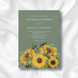 Convites Floral Sunflower Green