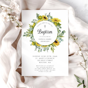 Convites Floral Sunflower Wreath Elegante