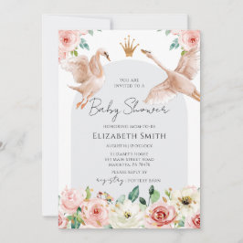 Convites Floral Swan Princess Baby Shower