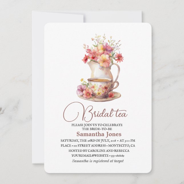 Convites Floral Terracotta Boho Tea Party Chá de panela (Frente)