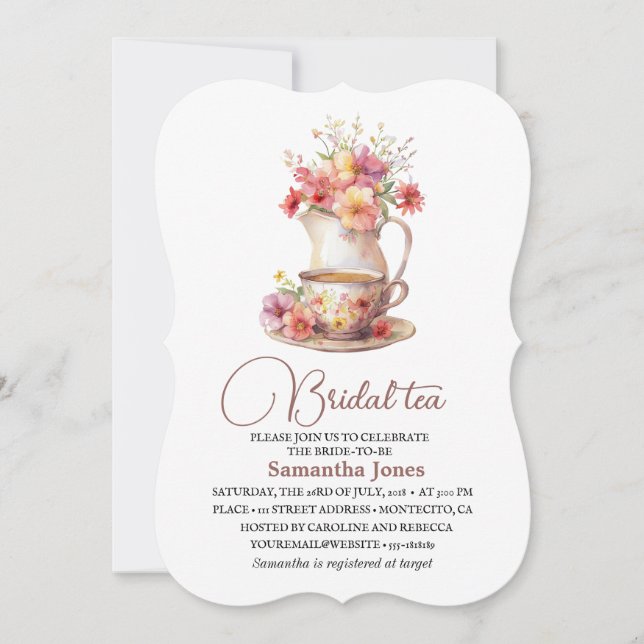 Convites Floral Terracotta Boho Tea Party Chá de panela (Frente)