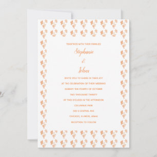 Convites Floral Terracotta Orange Pattern Casamento Simples