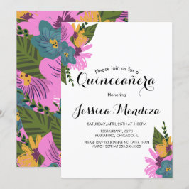 Convites Floral Tropical Desenhado à Mão Quinceañera Doce 1