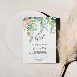 Convites Floral Tropical É um Chá de fraldas de Garota