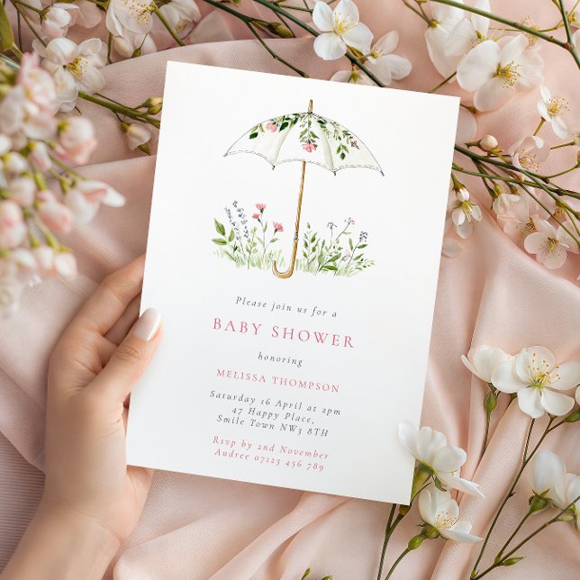 Convites Floral Umbrella Spring Baby Shower (Criador carregado)