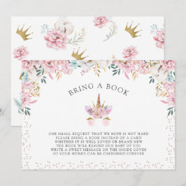 Convites Floral Unicorn Princesa Traga um Livro