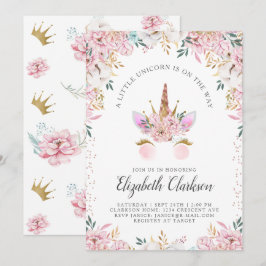 Convites Floral Unicorn Princess Chá de fraldas